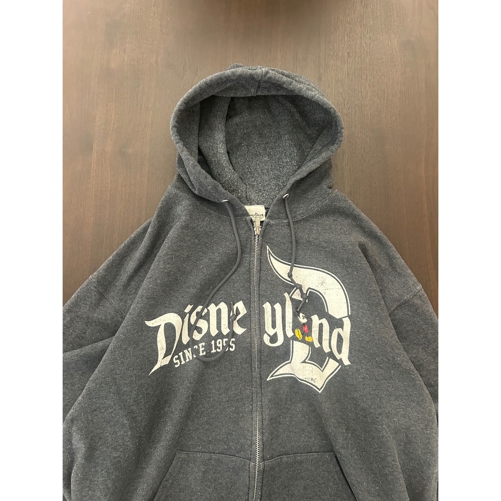 Disney Parks Disneyland Since 1955 Full Zip Hoodie Gray Mickey Mouse Large